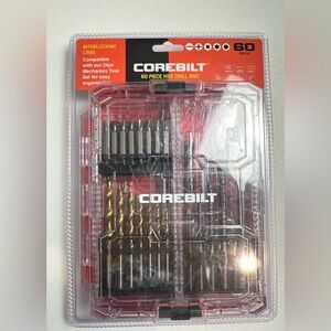 Corebilt 60-Piece HSS Drill & Driver Bit Set Masonry Wood Metal Plastic Magnetic